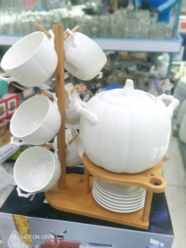 White Ceramic Soup Set